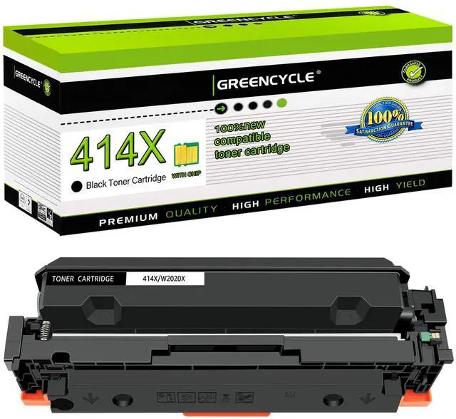Main image of greencycle 1 Pack Black Toner Cartridge Compatible for HP 414X 414A W2020X W2020A Black Toner Works on Enterprise M455dn MFP M480f Pro M454 Series and MFP M479 Series Printers