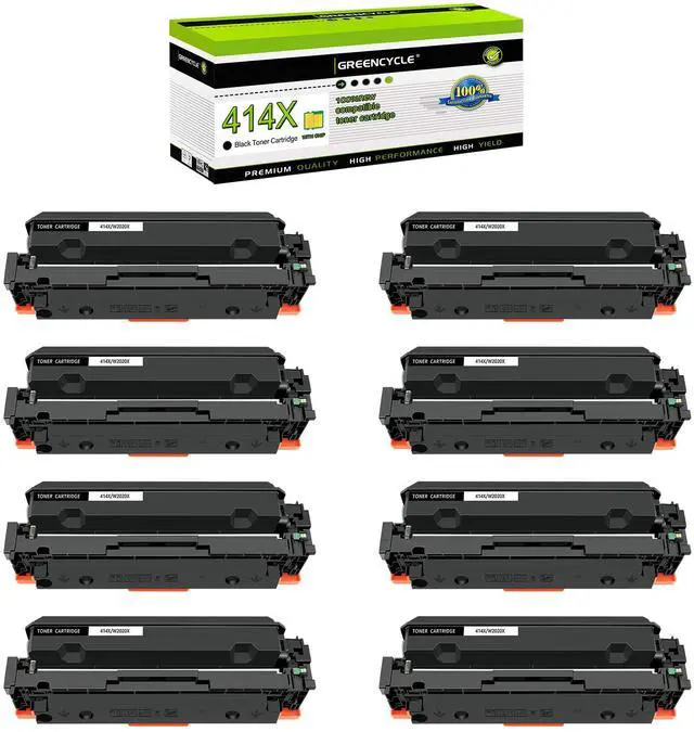 Main image of greencycle 8 Pack Black Toner Cartridge Compatible for HP 414X 414A W2020X W2020A Black Toner Works on Enterprise M455dn MFP M480f Pro M454 Series and MFP M479 Series Printers