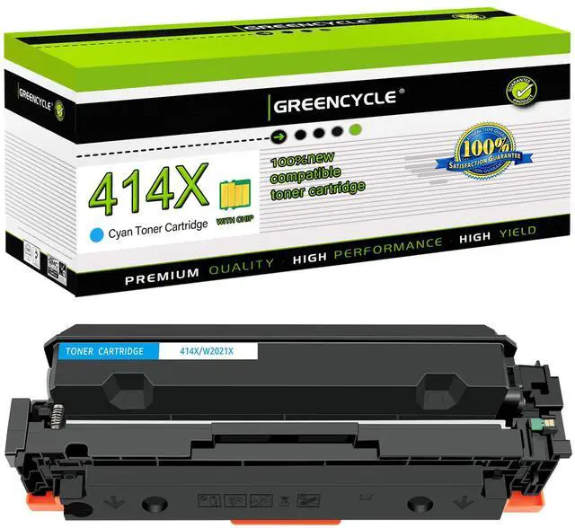 Main image of greencycle 1 Pack 414X Cyan Toner Cartridge Compatible for HP 414X 414A W2021X W2021A Cyan Toner to use in Enterprise M455dn , MFP M480f , Pro M454 Series and MFP M479 Series Printers