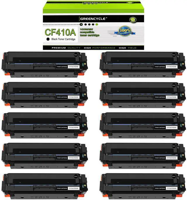 Main image of greencycle 10 Pack Toner Cartridge Compatible for HP 410A CF410A Black Toner Work with Color Laser Jet Pro M452dn M452dw M452nw M477fdn M477fdw M477fnw M377dw Printer