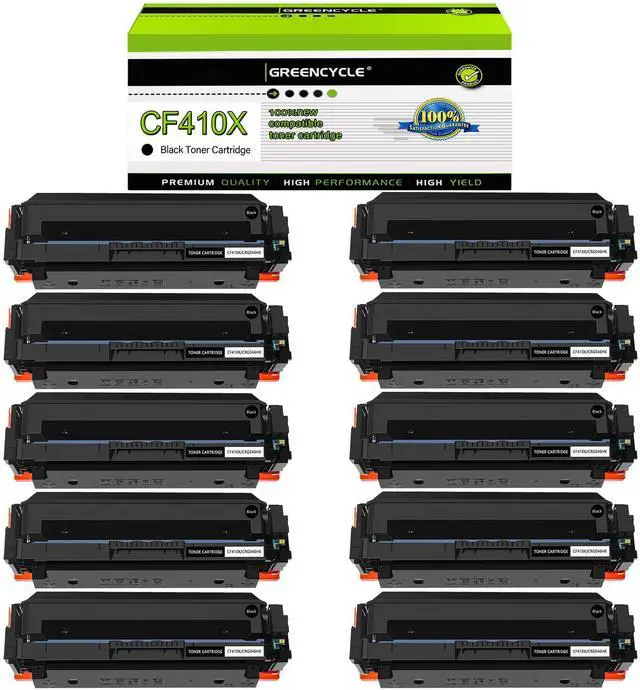 Main image of greencycle 10 Pack Toner Cartridge Compatible for HP 410A 410X CF410X Black Toner Works on Color Laser Jet Pro M452dn M452dw M452nw M477fdn M477fdw M477fnw M377dw Printer