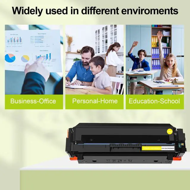 Alt view image 7 of 7 - greencycle 4 Pack Toner Cartridge Compatible for HP 410A 410X CF412X Yellow Toner Work with Color Laser Jet Pro M452dn M452dw M452nw M477fdn M477fdw M477fnw M377dw Printer