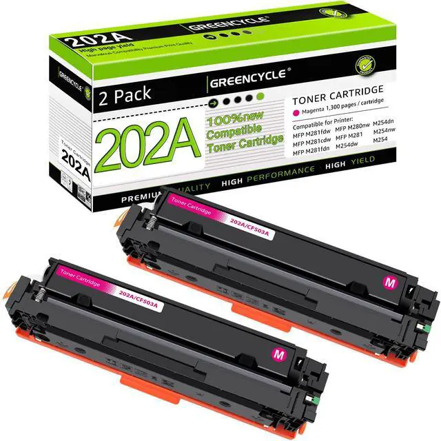 Main image of greencycle 202A Magenta toner Cartridge Compatible for HP 202A CF503A Works on Color Laserjet Pro MFP M281fdw M281cdw M254dw M254nw M281fdn M254dn M280nw M254 M281 Printer (Magenta, 2-Pack)
