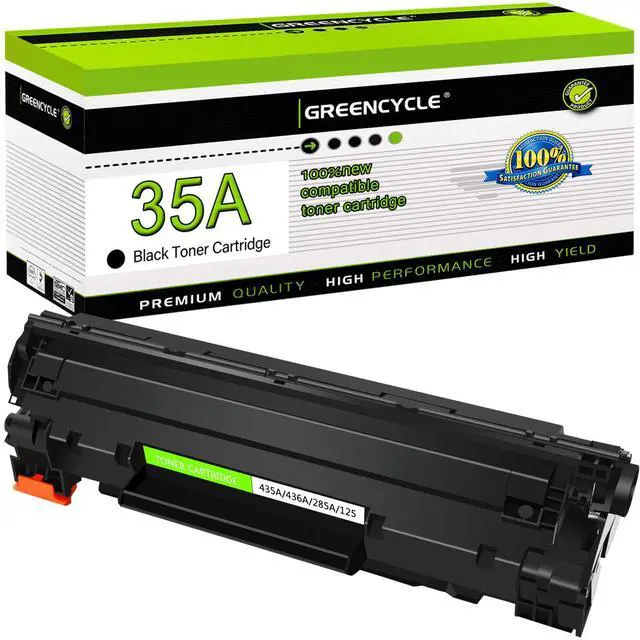 Main image of GREENCYCLE 1 Pack 35A CB435A Black Toner Cartridge Compatible for HP Laserjet P1005 P1006 P1007 P1008 P1009 Printer
