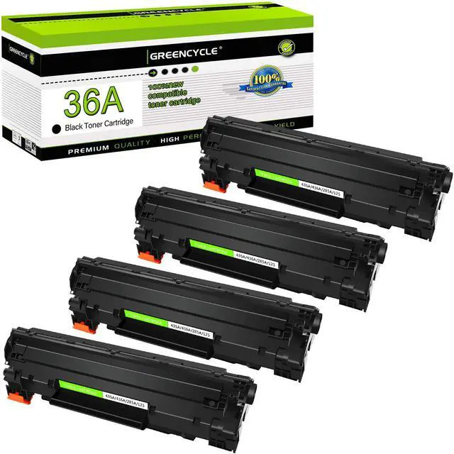 Main image of GREENCYCLE High Yield 36A CB436A Toner Cartridge Compatible for HP 36A CB436A works on Laser Jet P1505 P1505n M1522 M1522n M1522nf MFP Printer (Black, 4-Pack)