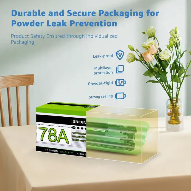 Alt view image 7 of 7 - GREENCYCLE 78A Black Toner Cartridge Compatible for HP 78A CE278A Toner Works with Laser jet Pro P1566 P1606 M1536 P1606dn M1536dnf P1560 Series Printers (Black, 2-Pack)