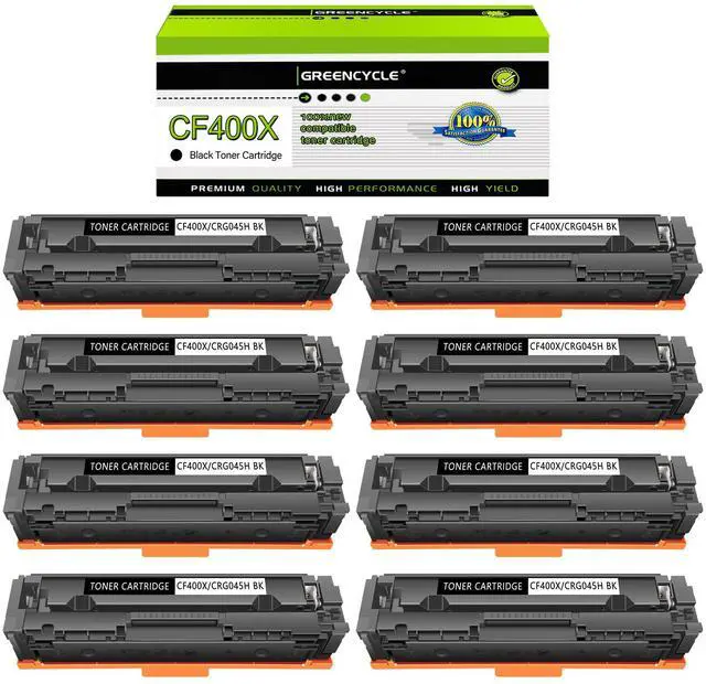 Main image of greencycle 8 Pack High-yield 201X Toner Cartridge Compatible for HP 201X 201A CF400X CF400A Black Toner work with Color Enterprise MFP M277dw M252dw M277n M277c6 Printer