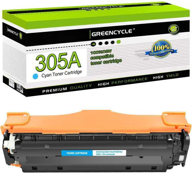 Main image of greencycle 1 Pack 305A Cyan Compatible Toner Cartridge Replacement for HP 305A CE411A Toner work with Laser jet Pro 400 Color M451nw M451dw M451dn MFP M475dn M475dw M375nw Printer