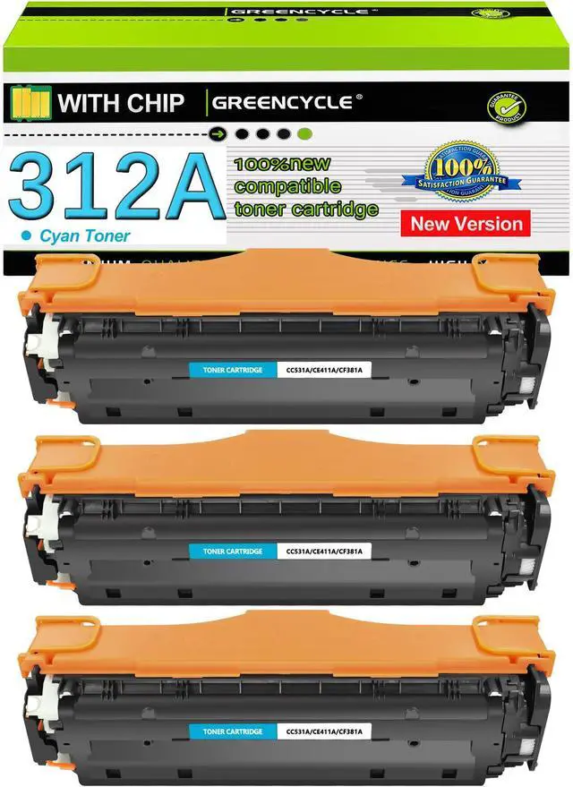 Main image of greencycle 3 Pack 312A Cyan Compatible Toner Cartridge Replacement for HP 312A CF381A Toner work with Color Laser Jet Pro MFP M476dw M476nw M476dn Printer