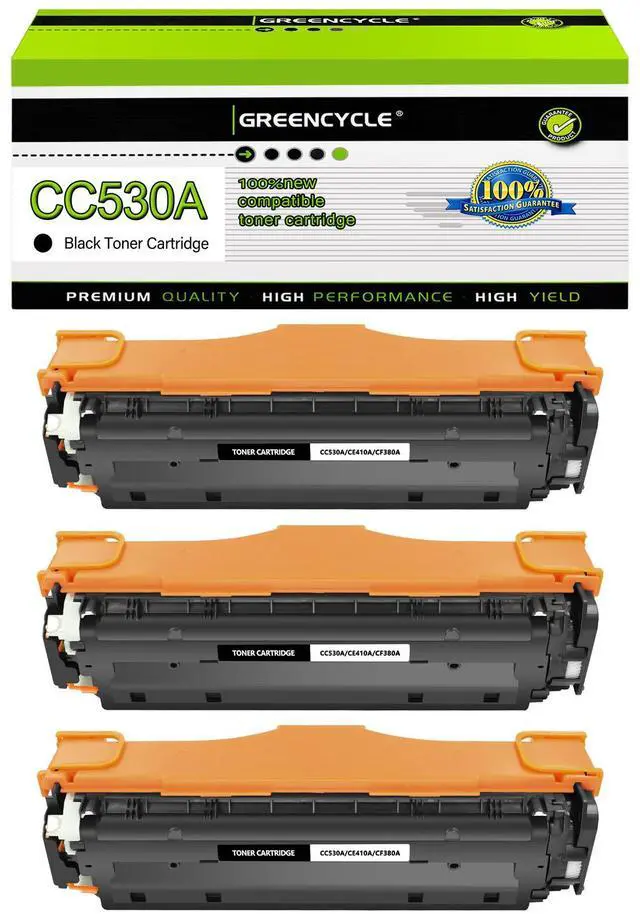 Main image of greencycle 3 Pack 304A CC530A High-yield Compatible Toner Cartridge Replacement for HP 304A CC530A Black Toner Works on Color CP2025n CP2025dn CP2025x CM2320 CM2320n CM2320fxi Printer