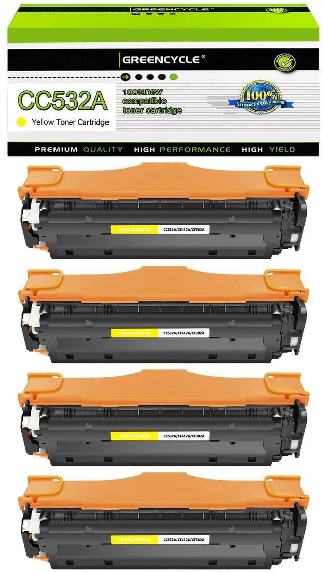 Main image of greencycle 4 Pack 304A CC532A High-yield Compatible Toner Cartridge Replacement for HP 304A CC532A Yellow Toner work with Color CP2025n CP2025dn CP2025x CM2320 CM2320n CM2320fxi Printer