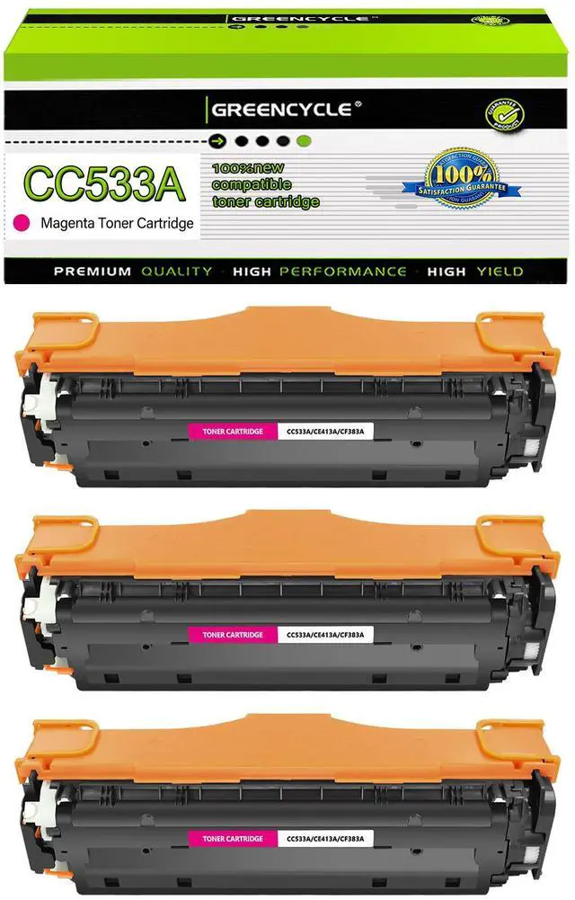 Main image of greencycle 3 Pack 304A CC533A High-yield Compatible Toner Cartridge Replacement for HP 304A CC533A Magenta Toner work with Color CP2025n CP2025dn CP2025x CM2320 CM2320n CM2320fxi Printer