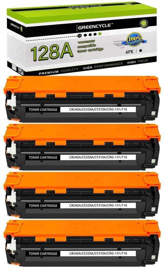 Main image of GREENCYCLE 4 Pack CE320A Black Compatible Toner Cartridge Replacement for HP 128A CE320A work with Laser Jet Pro CP1525nw CM1415fn CM1415fnw Color MFP Printer