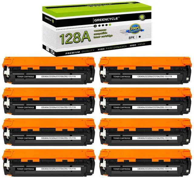 Main image of GREENCYCLE 8 Pack CE320A Black Compatible Toner Cartridge Replacement for HP 128A CE320A work with Laser Jet Pro CP1525nw CM1415fn CM1415fnw Color MFP Printer