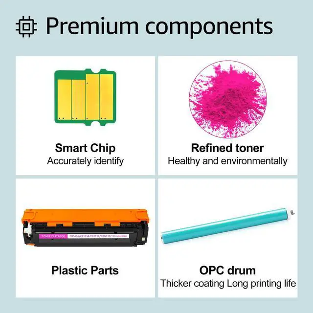 Alt view image 6 of 7 - greencycle 2 Pack 125A CB543A Magenta Compatible Toner Cartridge Replacement for HP 125A CB543A Toner Works on Color Laser Jet CM1312 MFP CP1215 CP1515n CP1518ni Series Printer