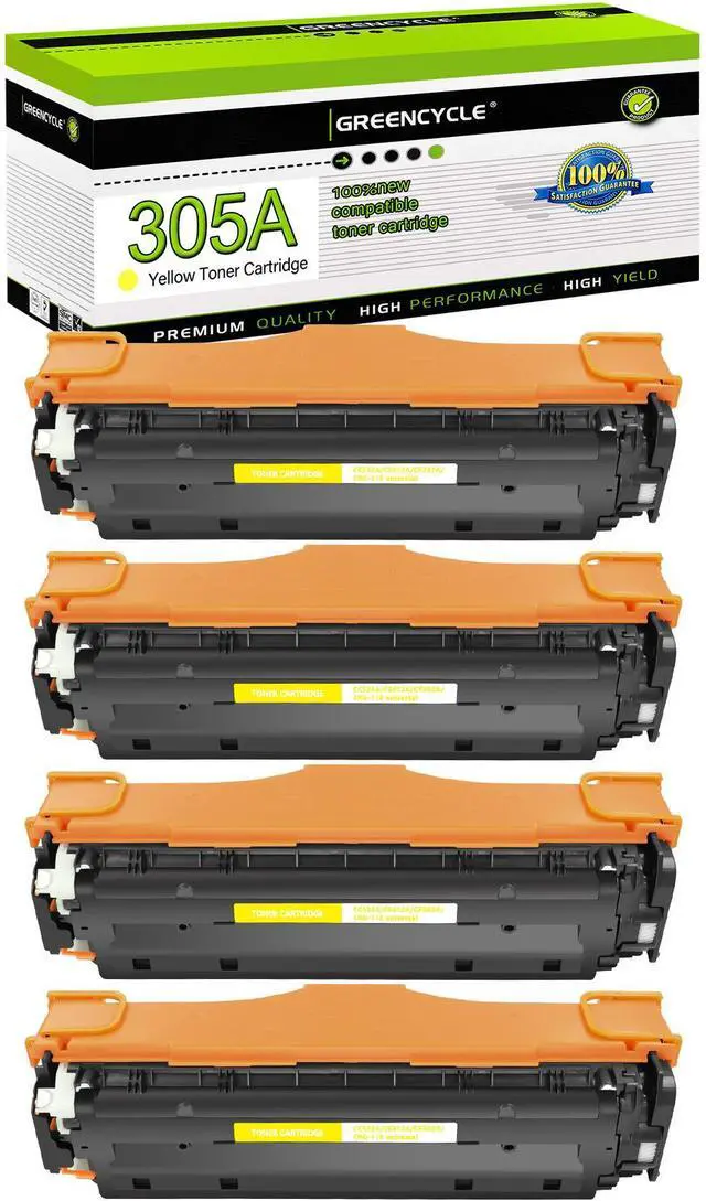 Main image of greencycle 4 Pack 305A Yellow Compatible Toner Cartridge Replacement for HP 305A CE412A Toner work with Laser jet Pro 400 Color M451nw M451dw M451dn MFP M475dn M475dw M375nw Printer