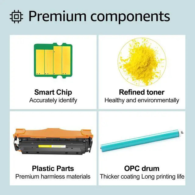 Alt view image 6 of 7 - greencycle 4 Pack 305A Yellow Compatible Toner Cartridge Replacement for HP 305A CE412A Toner work with Laser jet Pro 400 Color M451nw M451dw M451dn MFP M475dn M475dw M375nw Printer