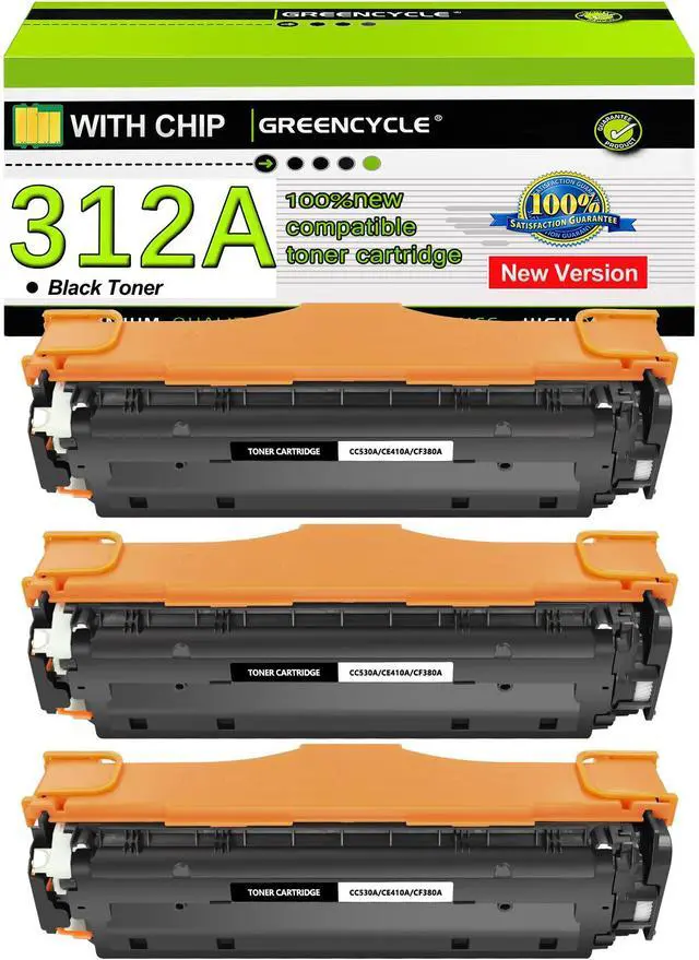 Main image of greencycle 3 Pack 312A CF380A Black Compatible Toner Cartridge Replacement for HP 312A CF380A Toner work with Color Laser Jet Pro MFP M476dw M476nw M476dn Printer