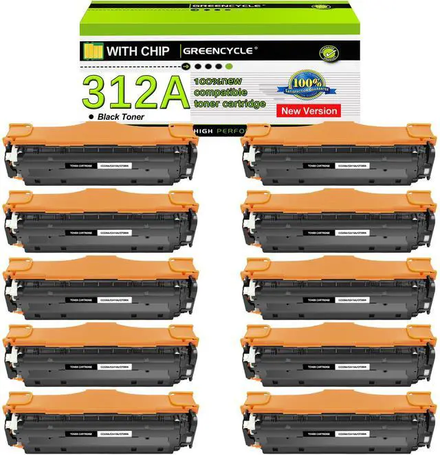 Main image of greencycle 10 Pack 312A CF380A Black Compatible Toner Cartridge Replacement for HP 312A CF380A Toner work with Color Laser Jet Pro MFP M476dw M476nw M476dn Printer