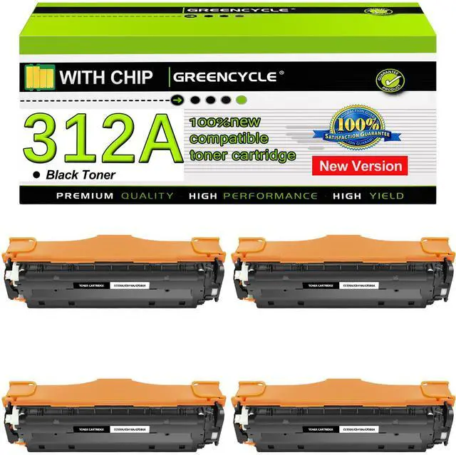Main image of greencycle 4 Pack 312A CF380A Black Compatible Toner Cartridge Replacement for HP 312A CF380A Toner work with Color Laser Jet Pro MFP M476dw M476nw M476dn Printer