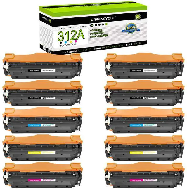 Main image of GREENCYCLE 10 Pack Compatible Toner Cartridge Replacement for HP 312A CF380A CF381A CF382A CF383A Works on Color Laser Jet Pro MFP M476dn M476dw M476nw Printer (4 Black 2 Cyan 2 Yellow 2 Magenta)