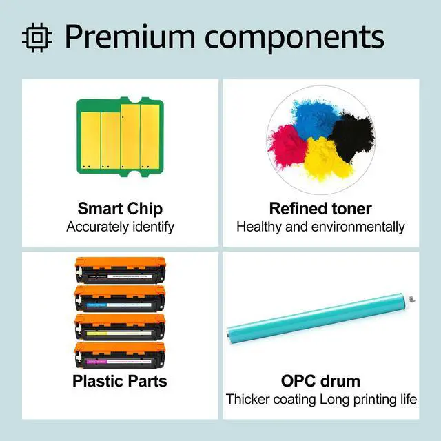Alt view image 4 of 7 - GREENCYCLE 10 Pack 131A Compatible Toner Cartridge Replacement for HP 131A CF210A CF211A CF212A CF213A to use with Color Laser Jet CP1515n CP1518ni CP1215 CM1312 MFP Printer(Black Cyan Yellow Magenta)