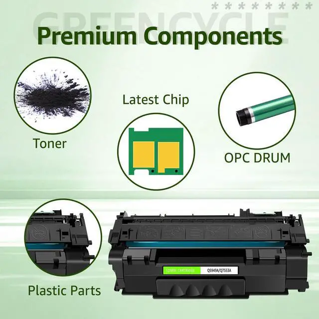 Alt view image 4 of 7 - greencycle Q5949A Compatible Toner Cartridge Replacement for HP 49A Q5949A 53A Q7553A Black Cartridge Laserjet 1320 1320n 3390 1160 1320tn 1320nw 3392 P2015 P2015dn P2014 M2727nf MFP Printer (4Pk)