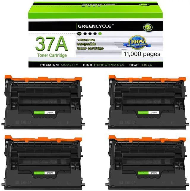 Main image of greencycle CF237A Compatible Toner Cartridge Replacement for HP 37A CF237A 37X CF237X Black Cartridge Enterprise M607n M607dn M608n M608dn M608x M609 M609x MFP M631 M632 M631h M633fh Printer (4Pk)