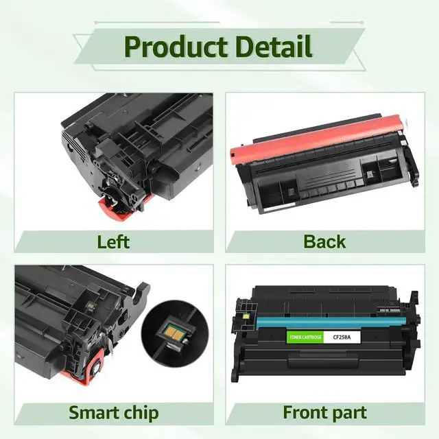 Alt view image 5 of 7 - greencycle 58A [With Chip] Compatible Toner Cartridge Replacement for HP 58A CF258A Black Cartridge Laserjet Pro M404dn M404n M404dw MFP M428fdw M428dw M428fdn M406 M430 M404 M428 M304 Printer (2Pk)