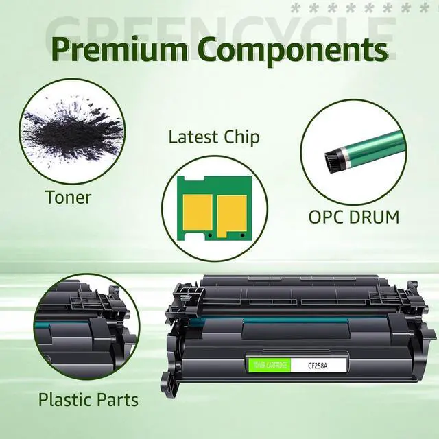 Alt view image 4 of 7 - greencycle 58A [With Chip] Compatible Toner Cartridge Replacement for HP 58A CF258A Black Cartridge Laserjet Pro M404dn M404n M404dw MFP M428fdw M428dw M428fdn M406 M430 M404 M428 M304 Printer (2Pk)