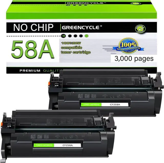 Main image of greencycle 58A [No Chip] Compatible Toner Cartridge Replacement for HP 58A CF258A Black Cartridge Laserjet Pro M404dn M404n M404dw MFP M428fdw M428dw M428fdn M406 M430 M404 M428 M304 Printer (2Pk)