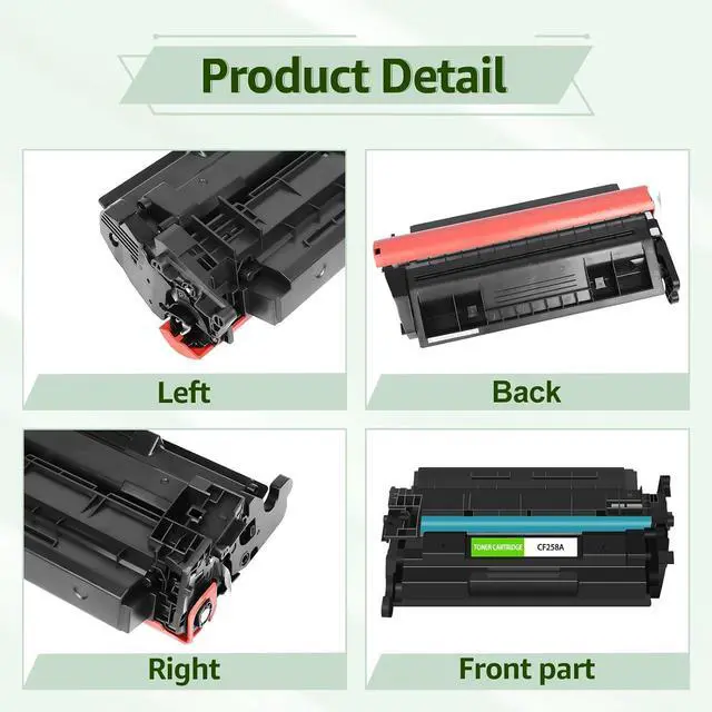 Alt view image 5 of 7 - greencycle 58A [No Chip] Compatible Toner Cartridge Replacement for HP 58A CF258A Black Cartridge Laserjet Pro M404dn M404n M404dw MFP M428fdw M428dw M428fdn M406 M430 M404 M428 M304 Printer (4Pk)