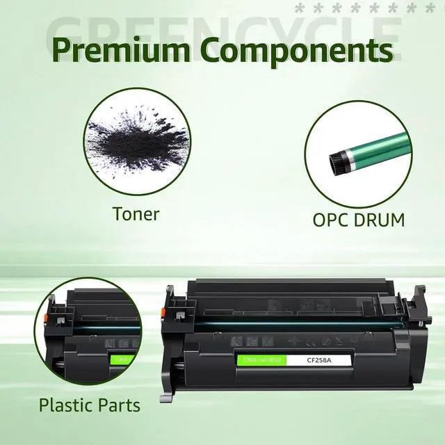 Alt view image 4 of 7 - greencycle 58A [No Chip] Compatible Toner Cartridge Replacement for HP 58A CF258A Black Cartridge Laserjet Pro M404dn M404n M404dw MFP M428fdw M428dw M428fdn M406 M430 M404 M428 M304 Printer (4Pk)