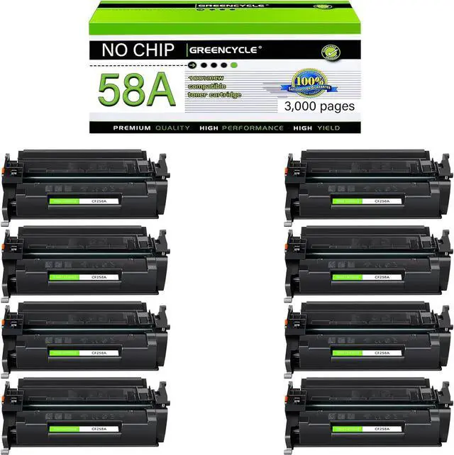 Main image of greencycle 58A [No Chip] Compatible Toner Cartridge Replacement for HP 58A CF258A Black Cartridge Laserjet Pro M404dn M404n M404dw MFP M428fdw M428dw M428fdn M406 M430 M404 M428 M304 Printer (8Pk)