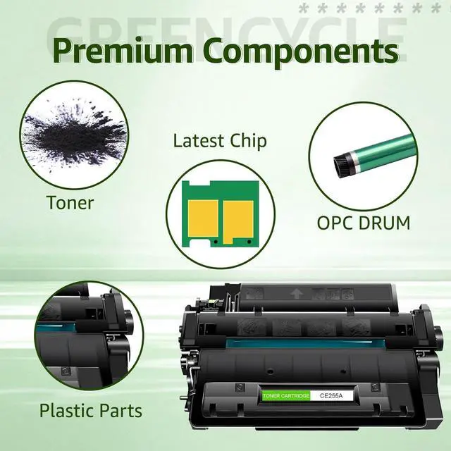 Alt view image 4 of 7 - greencycle CE255A Compatible Toner Cartridge Replacement for HP 55A CE255A 55X CE255X Black Cartridge Laserjet P3015 P3015dn P3015x Pro 500 MFP M521dn M521dw M521 M525 Printer (6Pk)