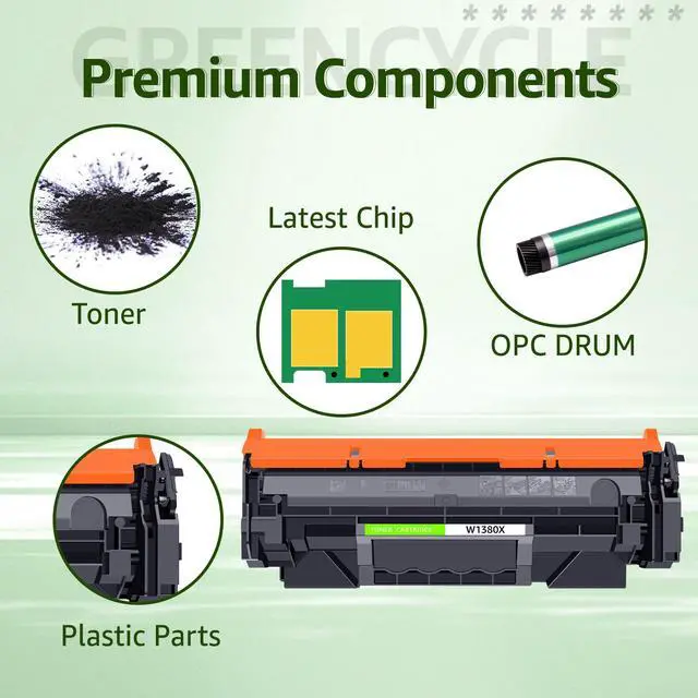 Alt view image 5 of 7 - greencycle W1380X [with Chip] Compatible Toner Cartridge Replacement for HP 138X W1380X 138A W1380A Black Cartridge Laser Jet Pro 3001dw 3001fdw MFP 3101fdw Series Printer (1Pk)