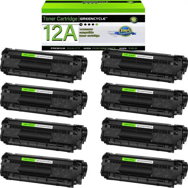 Main image of Greencycle Q2612A Compatible Toner Cartridge Replacement for HP Q2612A 12A Toner Cartridge use for Laser Jet 1020 1010 1012 1018 1022 3030 3052 3055 MFP M1005 M1319f Printer(8 Pack,Black)