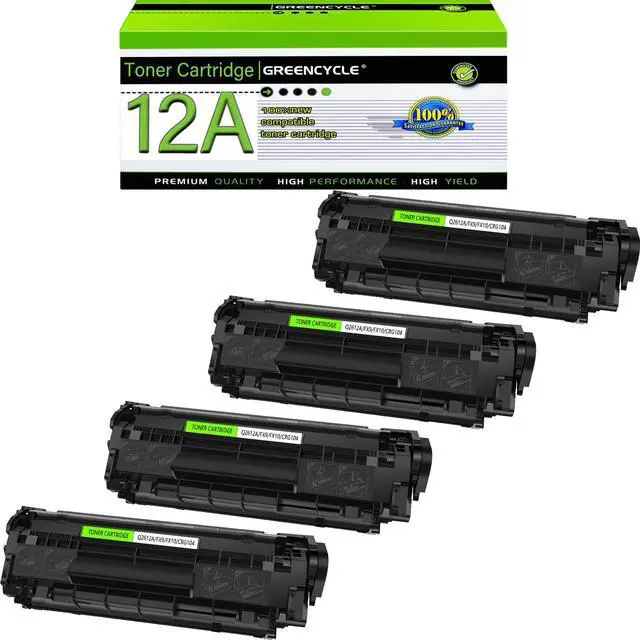Main image of greencycle Q2612A Toner Cartridge Replacement Compatible for HP 12A Black Toner Cartridge Laserjet 1010 1012 1018 1020 1022 1022N 3015 3030 3052 3055 M1005 M1319F (4PCS)
