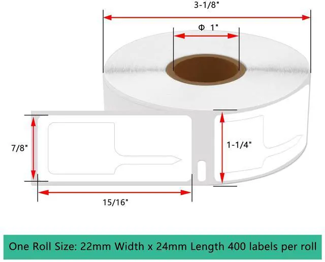 Alt view image 2 of 4 - GREENCYCLE Compatible for 30 Rolls DYMO 30373 Price tag Rat Tail Style Thermal Film Labels 7/8" x 15/16" for LabelWriter 450 Turbo, 4XL, 400 450 Twin Turbo, 450 Duo, 400 Labels/Roll,NOT FIT 550 & 5XL