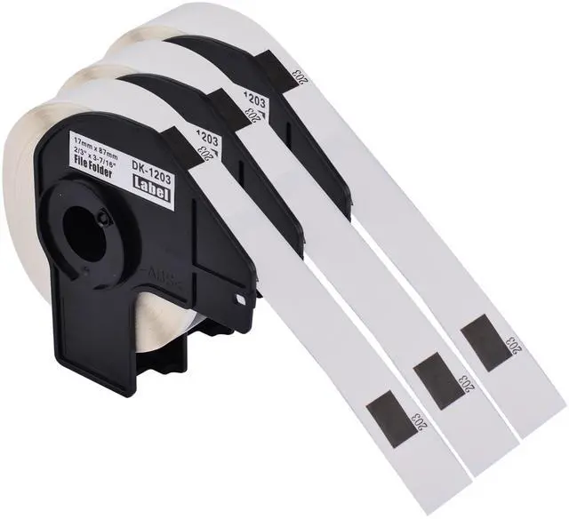 Main image of GREENCYCLE 3 Roll DK-1203 DK1203 Die-Cut File Folder Labels 2/3" x 3-7/16" (0.66 in x 3.4 in) Compatible for Brother QL-1050 QL-1060N QL-1100 QL-1110NWB, 300 Labels/Roll,with Cartridge Frame