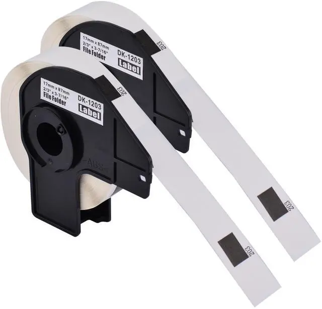 Main image of GREENCYCLE 2 Roll DK-1203 DK1203 Die-Cut File Folder Labels 2/3" x 3-7/16" (0.66 in x 3.4 in) Compatible for Brother QL-1050 QL-1060N QL-1100 QL-1110NWB, 300 Labels/Roll,with Cartridge Frame
