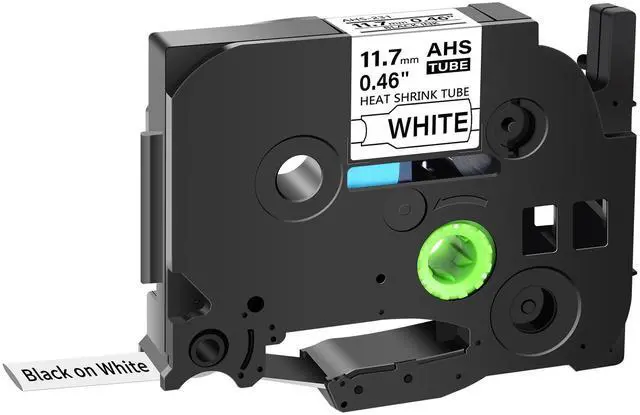 Main image of GREENCYCLE 50 Pack Compatible for Brother P-touch HSe-231 HSe231 HS-231 HS231 11.7mm 0.46'' x 1.5m Black on White Heat Shrink Tubes for Wires Cables