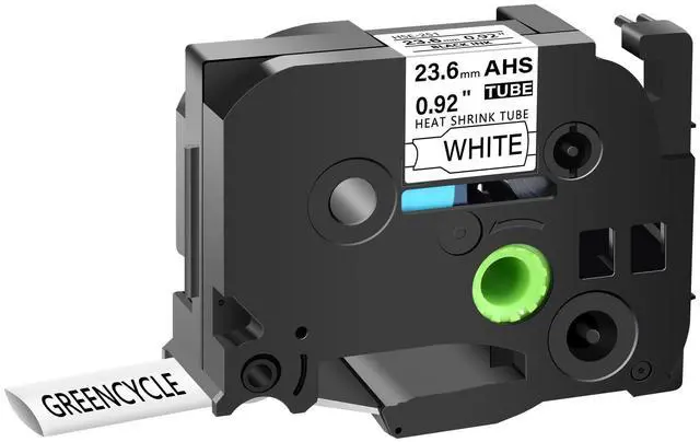 Main image of GREENCYCLE 30 Pack Compatible for Brother P-touch HSe-251 HSe251 HS-251 HS251 23.6mm 0.92'' x 1.5m Black on White Heat Shrink Tubes for Wires Cables
