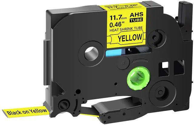Main image of GREENCYCLE 30 Pack Compatible for Brother P-touch HSe-231 HSE631 HS-231 HS231 11.7mm 0.46'' x 1.5m Black on Yellow Heat Shrink Tubes for Wires Cables
