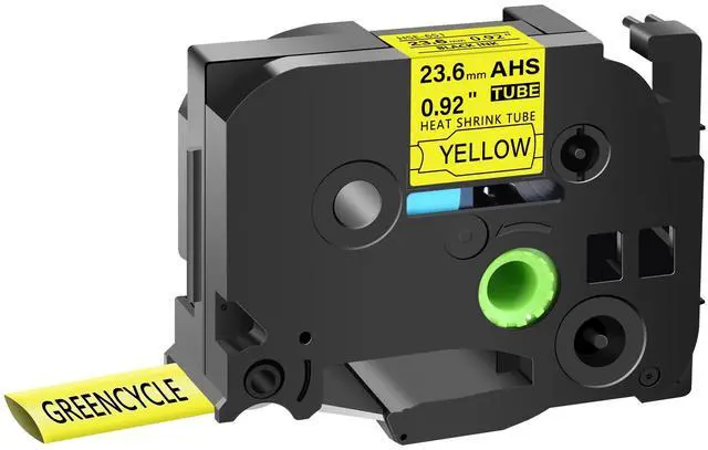 Main image of GREENCYCLE 30 Pack Compatible for Brother P-touch HSe-251 HSE651 HS-251 HS251 23.6mm 0.92'' x 1.5m Black on Yellow Heat Shrink Tubes for Wires Cables