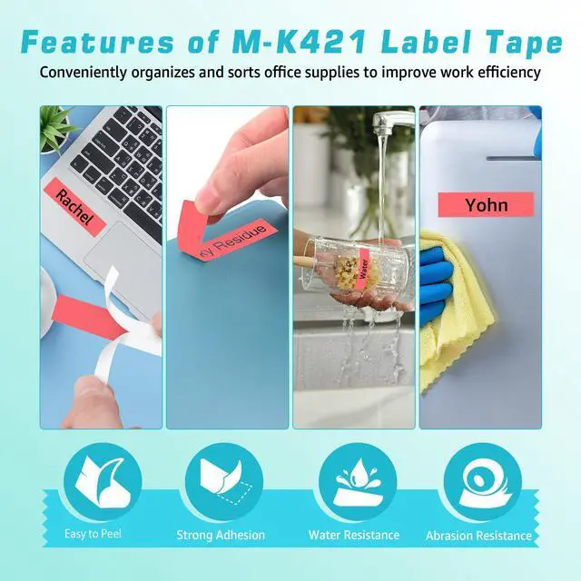 Alt view image 4 of 6 - GREENCYCLE Compatible for Brother M421 M-K421 MK421 M-421 MK421s 0.35 Inch Non-Laminated Label Tape 3/8" x 26.2ft (9mm x 8m) for PT-45M PT-90 PT-70BM PT-70 PT-M95 PT65 PT-85 (Black on Red,20 Pack)