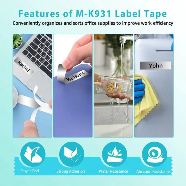 Alt view image 4 of 6 - GREENCYCLE Compatible for Brother M931 M-K931 MK931 M-931 MK931s 0.47 Inch Non-Laminated Label Tape 1/2" x 26.2ft (12mm x 8m) for PT-45M PT-90 PT-70BM PT-70 PT-M95 PT65 PT-85 (Black on Silver,50 Pack)