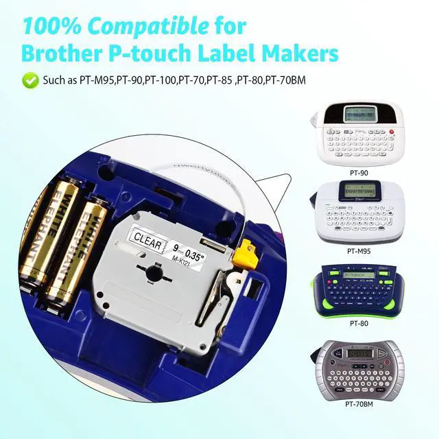 Alt view image 2 of 6 - GREENCYCLE 6Pack Compatible for Brother P Touch M Tape MK121 MK221 MK421 MK521 MK621 MK721 Label Maker for Brother Ptouch PTM95 PT-90 PT-80 PT-70 PT-65 PT-45M