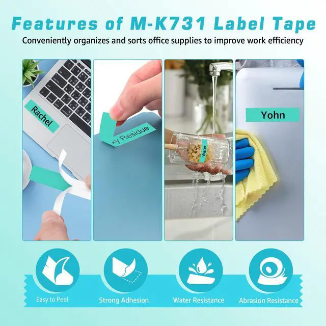 Alt view image 4 of 6 - GREENCYCLE Compatible for Brother M731 M-K731 MK731 M-731 MK731s 0.47 Inch Non-Laminated Label Tape 1/2" x 26.2ft (12mm x 8m) for PT-45M PT-90 PT-70BM PT-70 PT-M95 PT65 PT-85 (Black on Green,5 Pack)