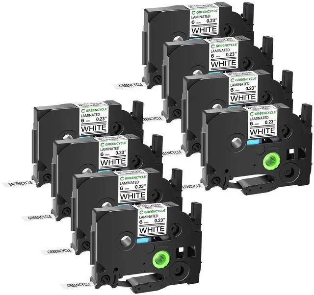 Main image of GREENCYCLE 8 Pack Compatible for Ptouch AZe TZ Tape TZe-211 TZ-211 6mm 0.23 Laminated White Label Tape AZe211 TZ211 for Ptouch Label Maker PT-1290 PT-1880w PT-9600 GL100 PT-1000